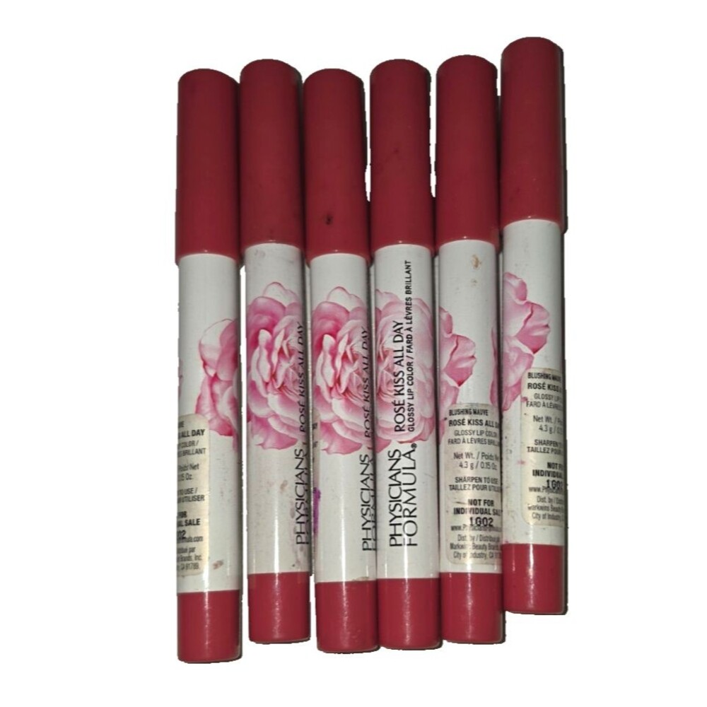 Physicians Formula Rose Kiss All Day Lot of 6 Blushing Mauve Glossy Lip Color